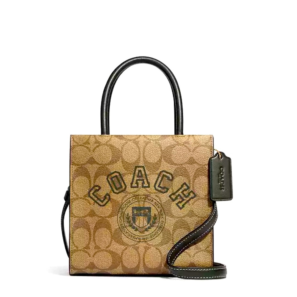 Coach Mini Cally Crossbody In Signature Canvas With Varsity Motif